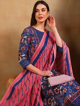 Vaamsi - Cotton Blend Printed Kurta Pant Dupatta (Set of 3)