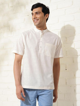 Fabindia - Off White Cotton Comfort Fit Mid Placket Shirt