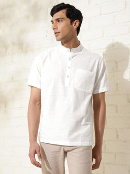 Fabindia - White Cotton Comfort Fit Mid Placket Shirt
