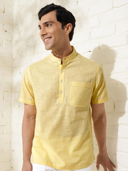 Fabindia - Yellow Cotton Comfort Fit Mid Placket Shirt