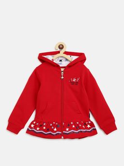Beverly Hills Polo Club - Girls Border Stars Flounce Hem Hoodie Jacket - Red