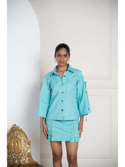 SAKSHI G CHAWLA - Aqua Lucas Top with Skirt
