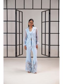 SAKSHI G CHAWLA - Blue Astroil Bustier with Jacket and Pant