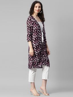 Deebaco - Wine Zig-Zag Printed Women Shrug