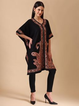 Zamour - Kashmiri Embroidery Black Pheran Shrug