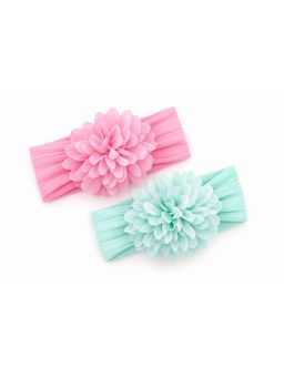 Baby Doe - Blue & Pink Daisy Print Hairbands (Pack of 2)