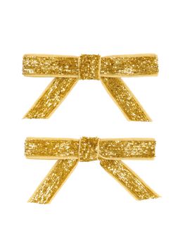 Baby Doe - Gold Glitter Bows Hair Clips (Pack Of 2)
