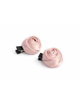 Baby Doe - Pink Satin Rose Hair Clips (Pack Of 2)