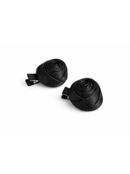 Baby Doe - Black Satin Rose Hair Clips (Pack Of 2)