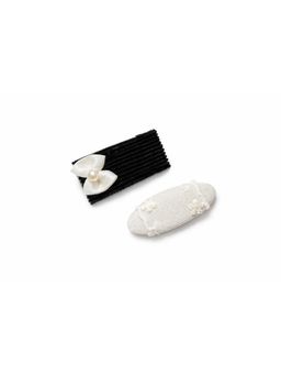 Baby Doe - Black White Embroidery Hair Clips (Pack of 2)