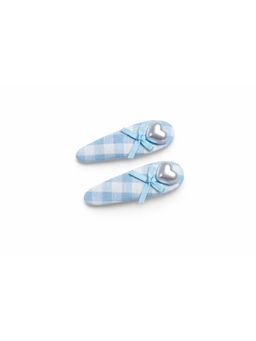 Baby Doe - Blue Checks Heart Hair Clips (Pack of 2)