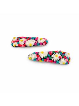 Baby Doe - Multi-Color Embroidery Flowers Hair Clips (Pack of 2)