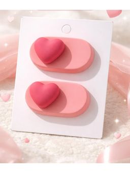Baby Doe - Pink Clay Heart Hair Clips (Pack Of 2)