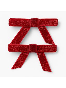 Baby Doe - Red Glitter Bows Hair Clips (Pack Of 2)