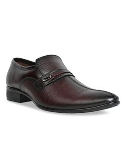 REGAL - Burgundy Men Formal Textured Leather Loafer Slip Ons