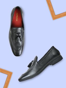Imperio - Black Men Formal Leather Tasselled Slip Ons