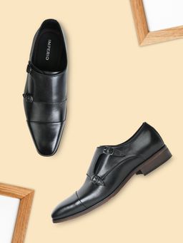 Imperio - Black Men Leather Formal Double Monk Straps