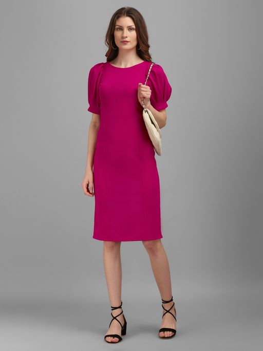 magenta pink bodycon dress Heidi Bandage Midi Handling the garments with care PURVAJA Magenta Princess Line Bodycon