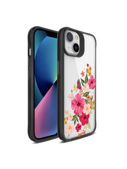 DailyObjects - Pink Hibiscus Black Hybrid Clear Case Cover for iPhone 13 Mini 5.4 inch