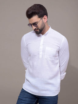 CRIMSOUNE CLUB - Men White Stripes Kurta