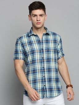 SHOWOFFFF - Mens Spread Collar Sea Green Checked Shirt