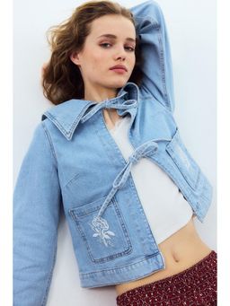 H&M - Women Blue Tie-Front Denim Jacket