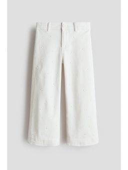 H&M - Girls White Bead-Embellished Flared Trouser