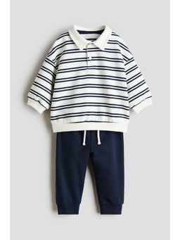 H&M - Boys White 2-Piece Polo T-Shirt And Joggers