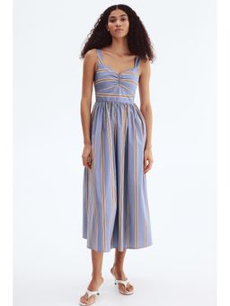 H&M - Women Blue Cotton Poplin Dress