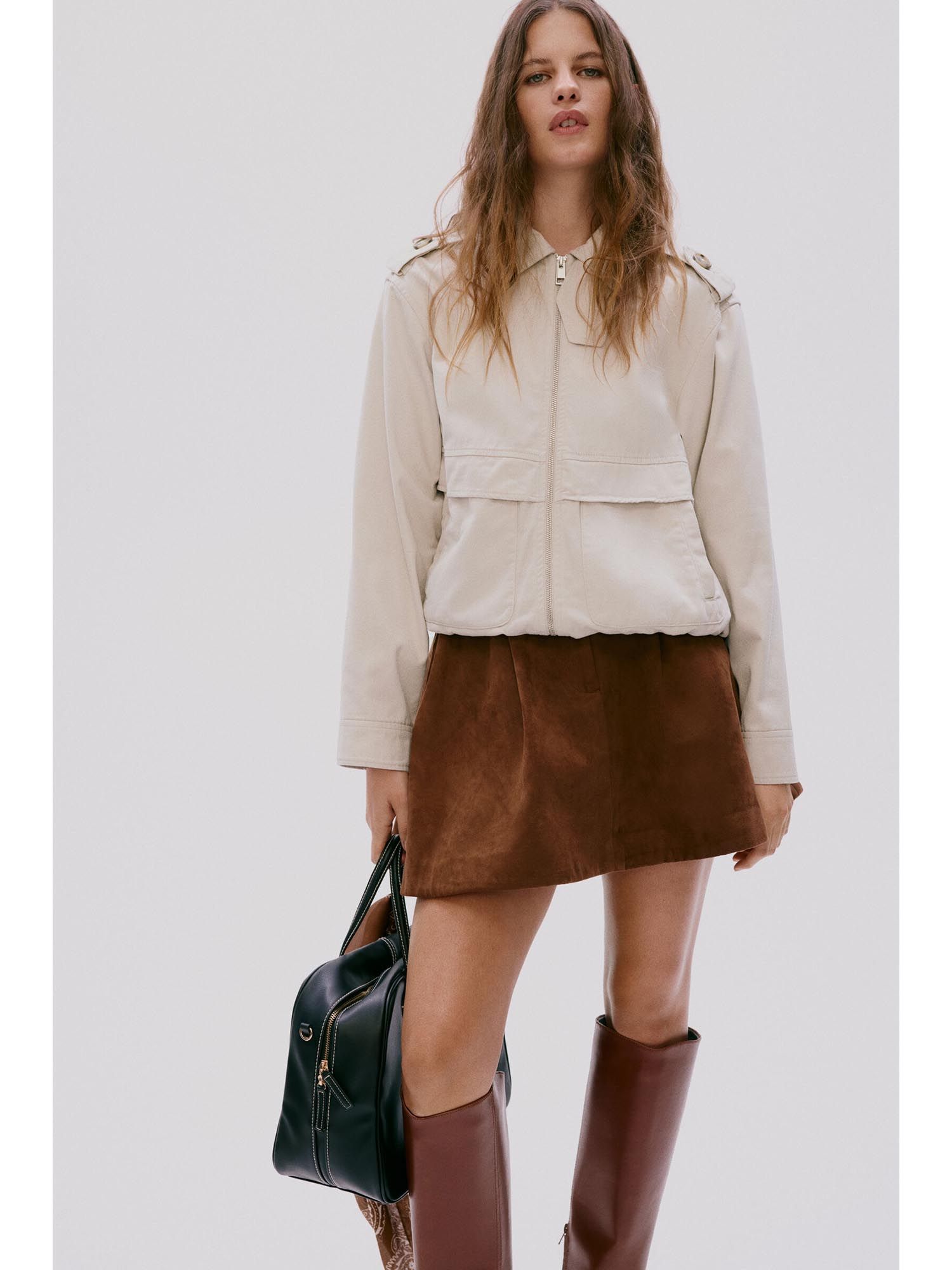 h&m Women Beige Collared Twill Jacket-picture-21