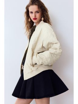 H&M - Women Beige Quilted Bomber Jacket