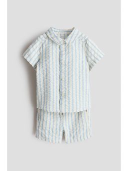 H&M - Boys White 2-Piece Cotton Seersucker Co-Ord Set