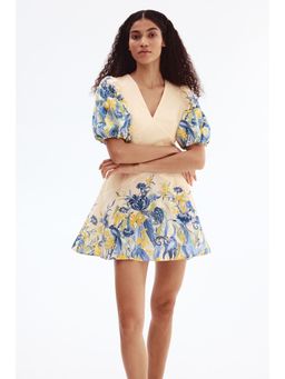 H&M - Women Yellow Balloon-Sleeved Cotton Dress