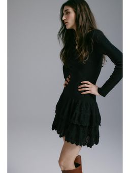 H&M - Women Black Tiered-Skirt Dress
