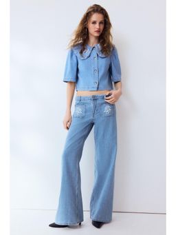 H&M - Women Blue Wide Regular Waist Jeans