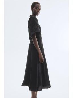 H&M - Women Black Crinkled Broderie Anglaise Dress With Belt