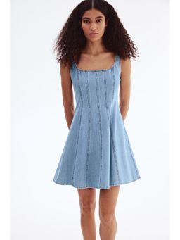 H&M - Women Blue Circle-Skirt Denim Dress