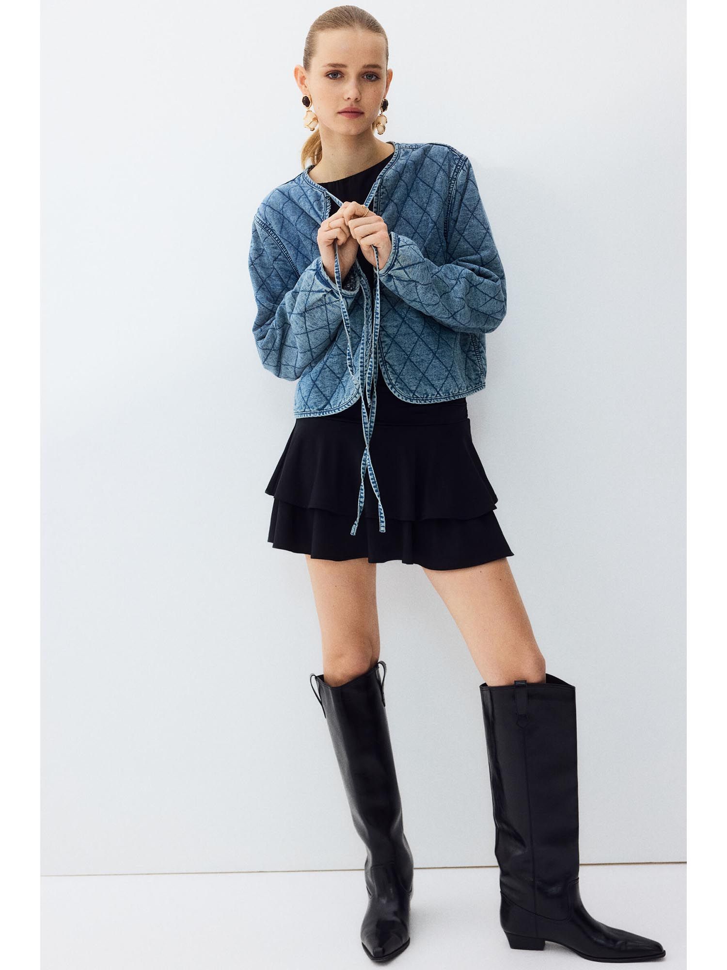 h&m Women Blue Reversible Denim Jacket-picture-14