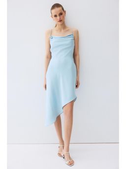 H&M - Women Blue Asymmetric Satin Dress