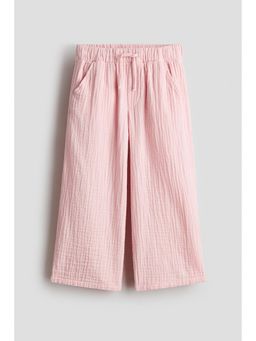 H&M - Girls Pink Cotton Muslin Drawstring Trouser