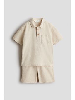 H&M - Boys Beige 2-Piece Linen-Blend Co-Ord Set
