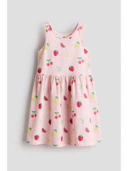 H&M - Girls Pink Printed Cotton Dress