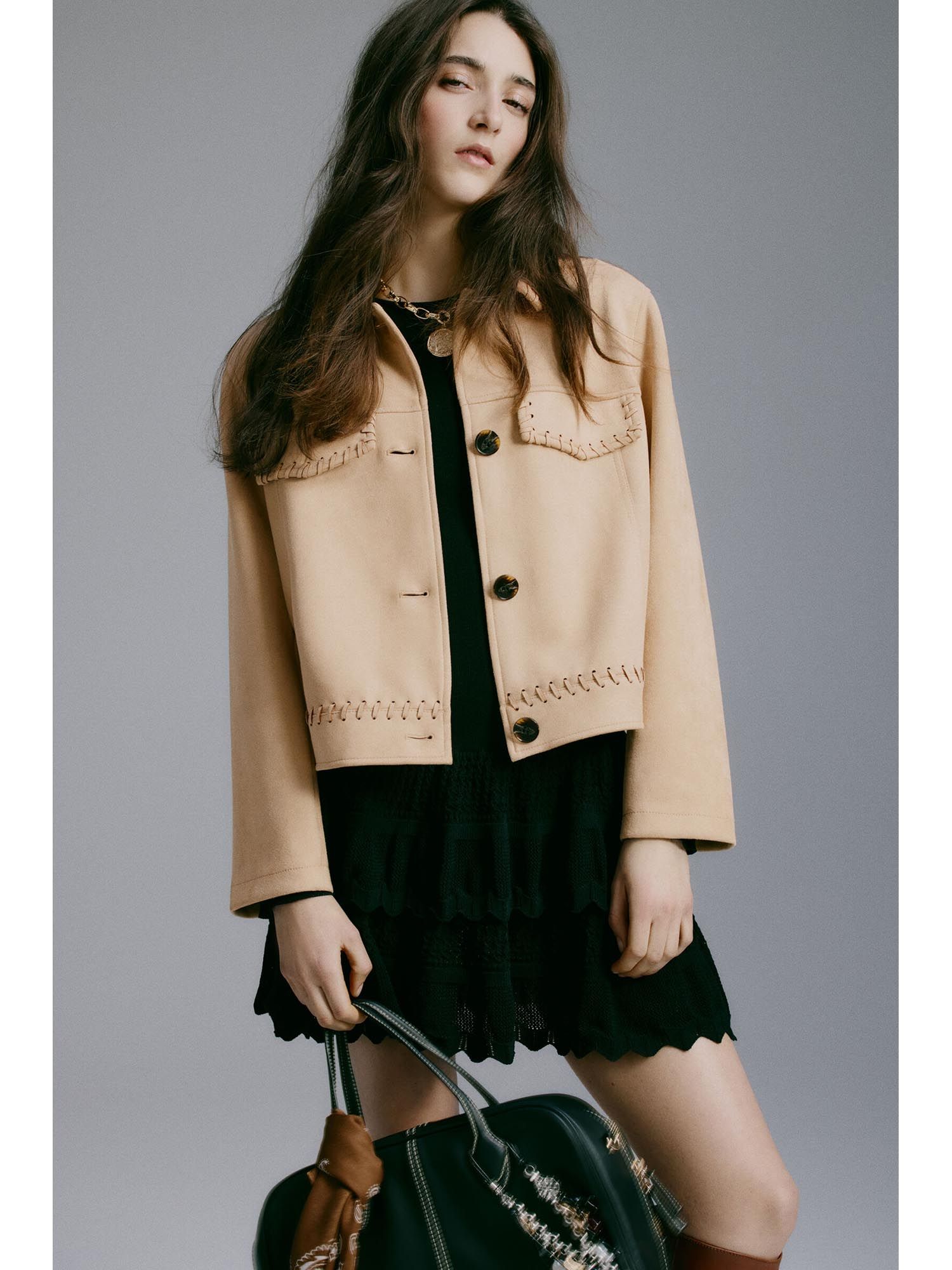 h&m Women Beige Short Shacket-picture-31