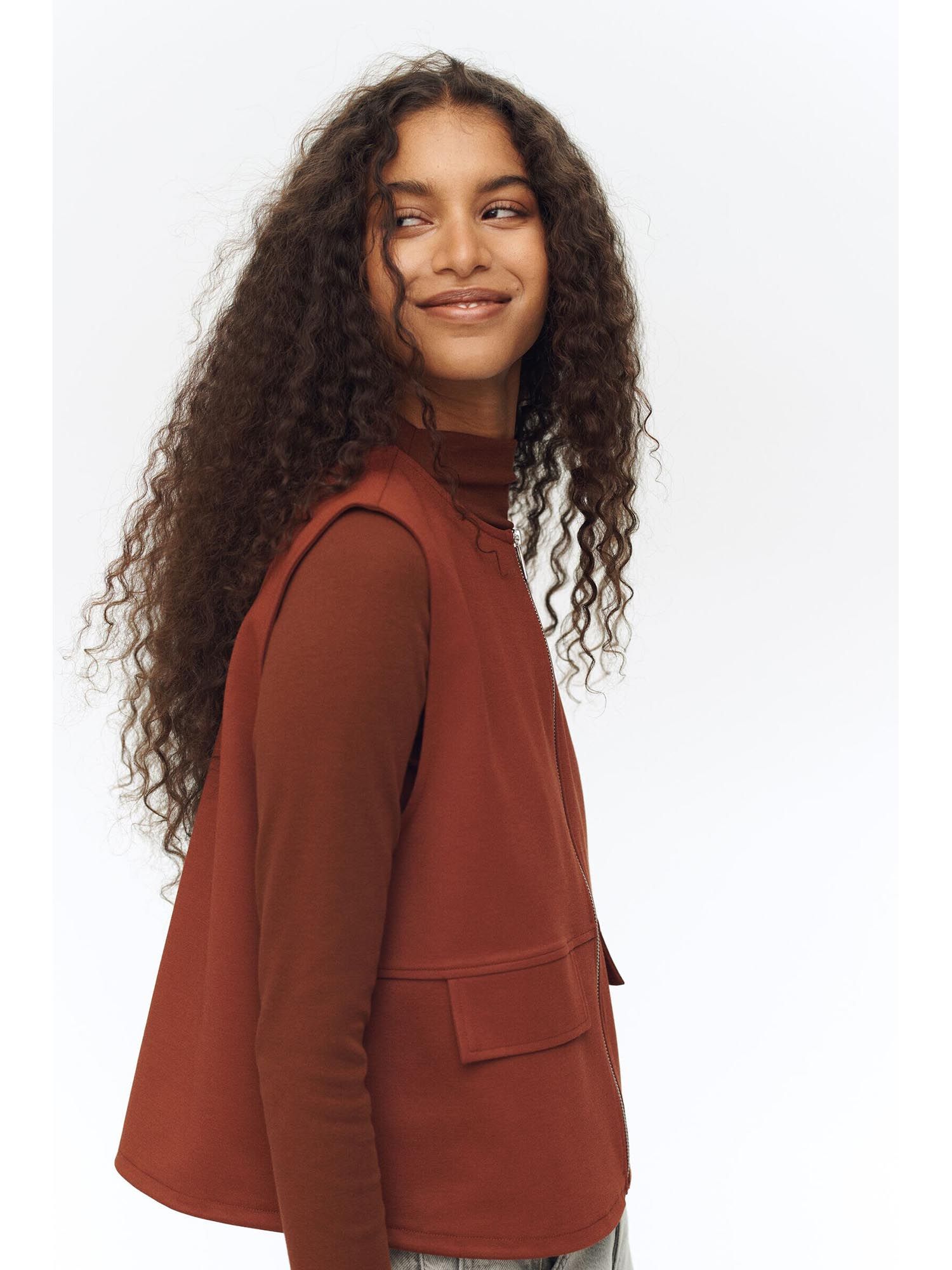 h&m Women Rust Drawstring-Detail Jersey Waistcoat-picture-27