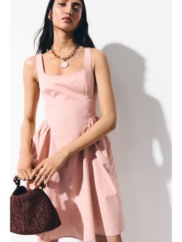 H&M - Women Pink Flared-Skirt Cotton Dress