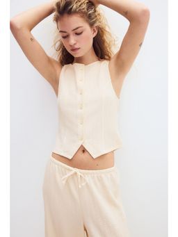 H&M - Women Beige Textured Jersey Waistcoat