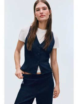 H&M - Women Navy Blue Jersey Waistcoat