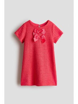 H&M - Girls Pink Bow-Detail Boucle Dress