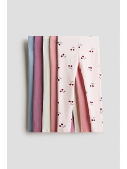 H&M - Girls Multi-Color 5-Pack Jersey Leggings