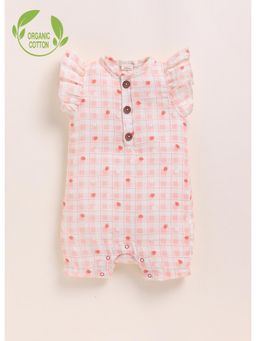 Cot & Candy - Pink Organic Cotton Knit Strawberry Printed Bodysuit